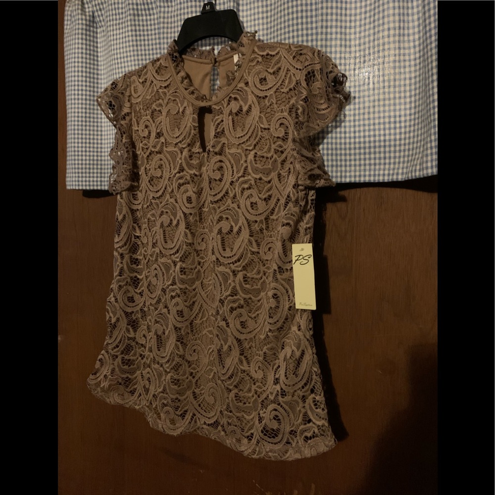 PerSeption Brown Lace Top Small NWT - Picture 9 of 12